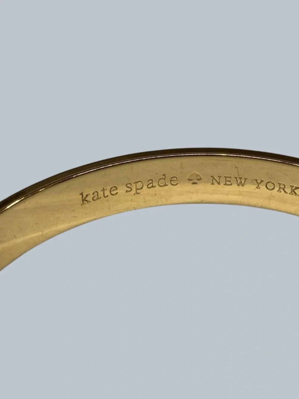 kate spade Gold Tone Engraved Bangle Bracelet “happily ever after” Bride 2466